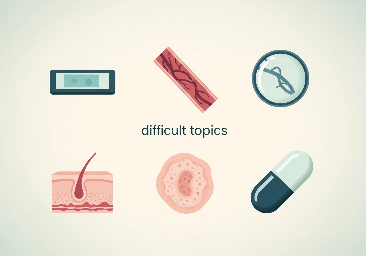 Grid of icons representing difficult SCE topics